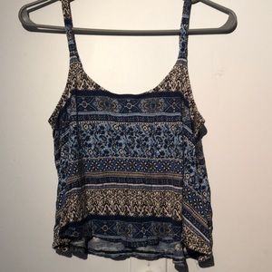 Cropped Flower Printed Tank Top